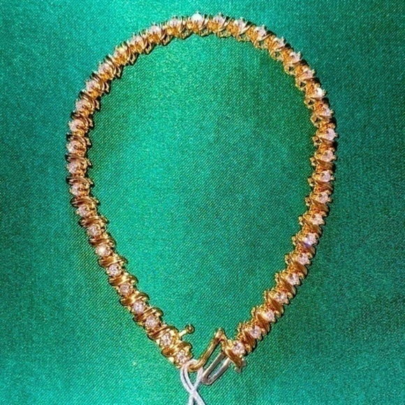 - Magnificent Dimond gold 14K natural diamonds bracelet solid gold diamonds - Picture 3 of 4